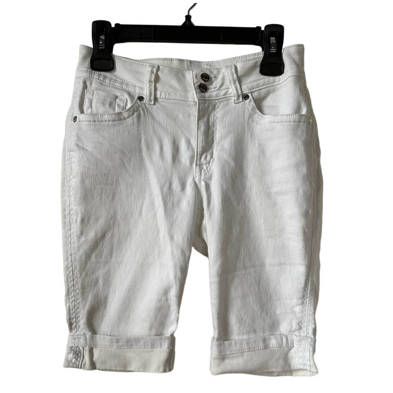 Venus White Cuffed Bermuda Shorts